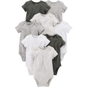 Carter's unisex-baby 8-pack Short Sleeve Bodysuits (White/Grey) 
12M