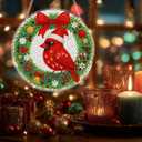 Eiflow Glass Diamond Art Hanging Kit for Adults Christmas, DIY Diamonds Painting Door Hanger Board Kit, 6x6inch Special Crystal Diamond Art Painting Pendant Ornament (Cardinal)