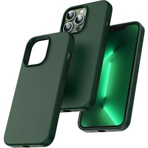 TOCOL iPhone 13 Pro Case, Silicone Protective Case, Shockproof Non-Slip Anti-Fingerprint Anti-Scratch Alpine Green