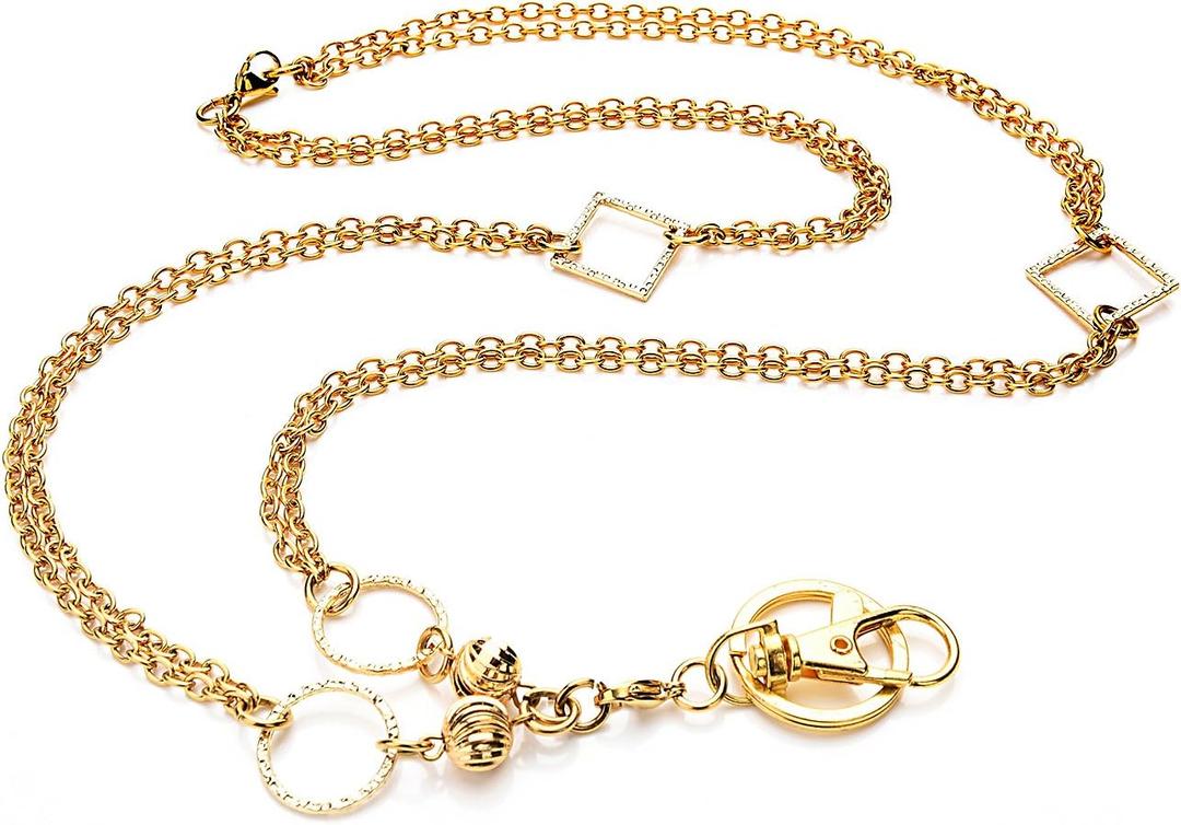 Gold chain Neck Lanyard for ID Badge, Badge Holder for OL,teachers and nurses
