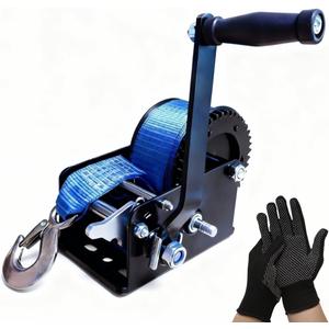 SYLPHID 1600lbs Heavy Duty Boat Trailer Winch with 26FT Strap, Portable Hand Crank Winch for Boat, Truck, Trailer, RV, ATV, Jet Ski (1600Lbs with 26FT Strap)