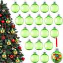 Soulchen 20 Pcs Christmas Green Drink Balls Ornament 5oz Christmas Fillable Hanging Tree Round Decoration Beverage Drinking Bottles for Handmade DIY Holiday Xmas Birthday Wedding Party Supplies