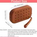 JOVAKIT Small Portable Silicone Makeup Bag for Women with Decorative Holes, Travel Waterproof Toiletry Cosmetic Bag Gifts for Women, Zipper Closure Makeup Case with Handle (Brown)