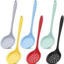 Jingmore 6 Pcs Silicone Slotted Spoons Large Skimmer Spoons for Cooking Kitchen Ladle Strainer Heat Resistant Non Stick Silicone Strainer for Straining Vegetables, Pasta and More