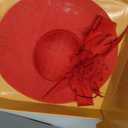 dressfan Church Fascinator Derby Hats for Women,20s 50s Linen Vintage Derby Hat for Church/Wedding/Cocktail/Tea Party (Red, M)