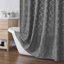 Simplebrand Grey Shower Curtains for Bathroom 72x72 Inches, Jacquard Geometric Fabric Shower Curtains, Boho Hotel Spa Luxury Bath Shower Curtain Set, Machine Washable Bathroom Shower Curtain