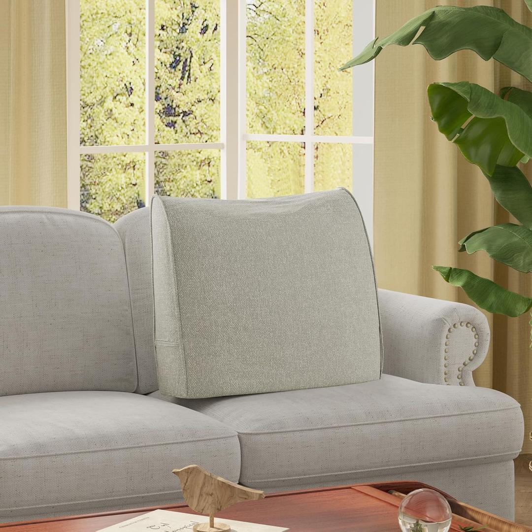 Daneey Back Pillow for Sitting in Bed, Back Support Pillow for Couch, Back Pillow for Couch Sofa Bed Rest Pillow Backrest, Removable Linen Cover, Beige (23.5*5*20 Inches)