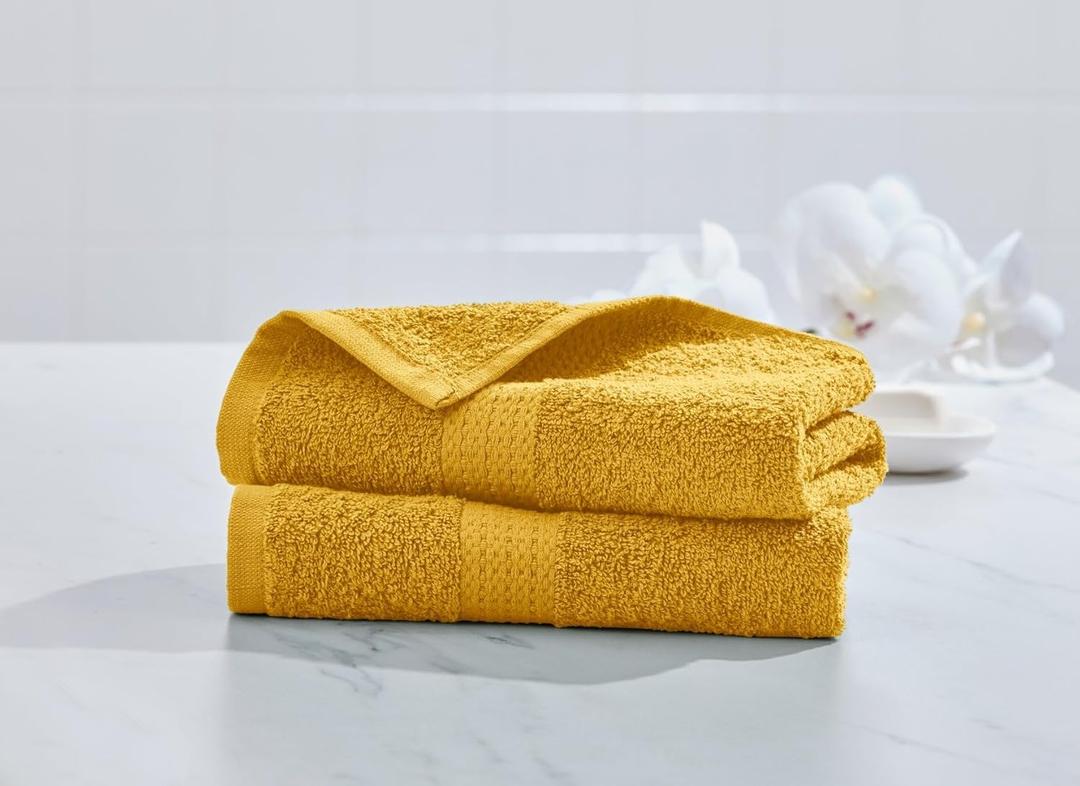 BrylaneHome BH Studio 2 Piece Hand Towel Set - Gold (One Size)