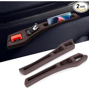 Hovom 2PCS Car Seat Gap Filler Organizer, Multi-purpose Automotive Seat Gap Storage Organizer for Key Phone Card, Auto Seats Crevice Filler Stop Things from Dropping, Car Accessories (Brown)