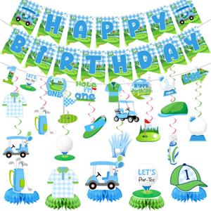 Golf Hole in One Party Decorations Lets Par-Tee Golf Birthday Party Decor Supplies for Boys Golf Themed Baby Shower Decor