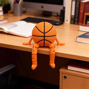 3D Printed Basketball & Articulated Ball Buddy, Movable Basketball Figurines for Desk Decor, Sport Lover Gifts, Unique Sports Collectible Figurines, (Basketball).