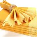HOMIDATE Cloth Napkin in Cotton 20"x20" Double Hemstitched Yellow,Wedding Napkins,Cocktails Napkins,Cotton Fabric Napkins Mitered Corners & Generous Hem,Machine Washable Dinner Napkins, Set of 6