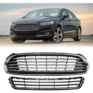 Front Bumper Upper Lower Grille Assembly Compatible For For-d Fusion Grill 2013 2014 2015 2016