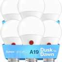 Sunco 6 Pack Dusk to Dawn Light Bulbs Outdoor A19, Photocell Automatic for Exterior Lighting, 800 LM, 9W (60W Eqv.), 3000K Warm White, Auto On/Off Sensor, IP65 Rated UL