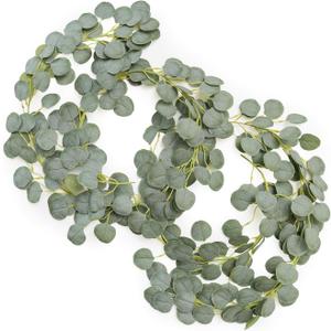 Ling's moment Eucalyptus Garland for Table, 5.9ft Sage Fake Eucalyptus Wreaths with Willow, 2pcs Real Touch Leaf Garland for Wedding Centerpieces Arch Rehearsal Dinner Bridal Shower