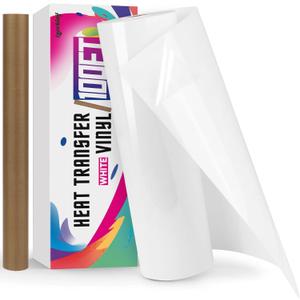 Lzerking Iron On Vinyl HTV Rolls- 12inx100Ft Heat Transfer Vinyl for T-Shirts, Matte White Vinyl Transfer Accessories for All Cutter or Heat Press Machine