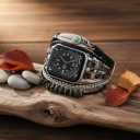Boho Leather Bracelet Compatible with Apple Watch Band 38mm 40mm 41mm 42mm 44mm 45mm 46mm 49mm for Women Men, Western Dressy Stone Retro Wristband Strap for iWatch Band Series 11 10 9 8 7 6 5 4 3 2 1 Ultra 3 SE3