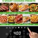 NutriChef 4.2QT Glass Air Fryer | 9-in-1 Preset Cook Modes | Glass Fry Bowl for Best Cooking Results | Cook Steak, Chicken, Fish, Veggies, Fries & More | Temperature & Timer Control | Black