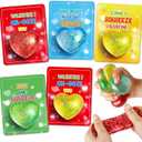 Valentines' Day Gifts Cards for Kids, 24 Pack Heart Squeeze Balls with Greeting Cards for Kids Classroom Exchange Prizes, Stretchy Toy Balls Bulk Gift, Squeeze Relief Fidget Toys for Party Favor