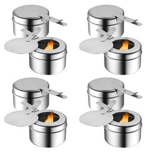 Fasmov 8 Pack Chafing Fuel Holder, Stainless Steel Fuel Holders with Safety Cover, Canned Heat Holder for Chafing Dish, Canned Heat Box Holder for Buffet Barbecue Parties Chafing Dish Buffet