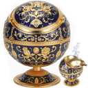 Windproof Ashtray with Lids Metal Portable Cigarette Ashtray for Outdoors and Indoors Use, Hand Stamped Pattern Nice Gift for Men and Women (Navy Blue)