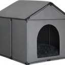Large Dog House Soft Indoor (Int 30x28x23in/Ext 31x30x31in) for Labrador, Husky, Samoyed, Golden Retriever, German Shepherd, Large Pet House with Soft Cushion, Oxford Fabric, Gray