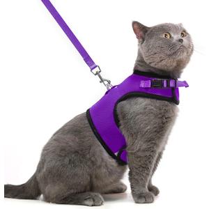 PUPTECK Soft Mesh Cat Vest Harness and Leash Set Puppy Padded Pet Harnesses Escape Proof for Cats Small Dogs Rabbits Bunny