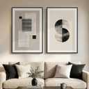 Large Framed Neutral Abstract Wall Art for Living Room Set of 2, 24x36 In, 24" W x 36" H x 2Pcs