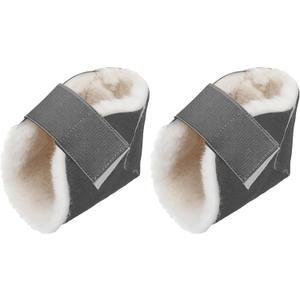 2 Pcs Heel Protectors for Pressure Sores Sheepskin Heel Pads Soft Foot Cushions Pad Heel Protectors Adjustable Foot Pillows with Securing Strap for Bed Sore Ankle Ulcers(Dark Grey)
