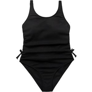 Girl's Cute Spaghetti Straps Round Neck Drawstring One Piece Swimwear Tie Bathing Suit 160