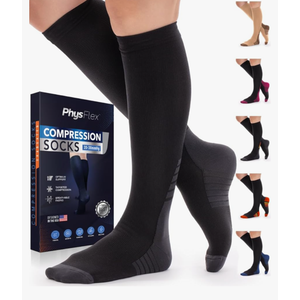 Compression Socks for Women & Men (20-30 mmHg) Support for Travel, Nurses, Pregnancy, Shin Splints, Sports and Everyday Wear  L-XL 
