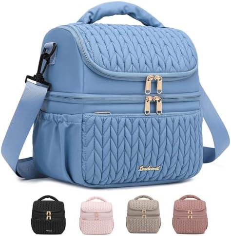 Leadvenst Breastmilk Cooler Bag - Large Capacity 12L & 10-Hour Insulated Bottle Cooler Bag with Detachable Divider for Tall Baby Bottles | Dual Deck Lunch Box for Women | Breast Pump Bags for Work