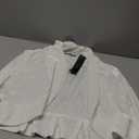 Allegra K Long Sleeve Shrug Top for Women's Lapel Collar Velvet Christmas Open Front Cropped Cardigan Small White