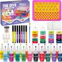 174 PCS Tie Dye Kit, Tie Dye Set Including 20 Colors Pre-Filled Tye Dye Bottles, 1 Tie Dye Workstation, 7 Set Fabric Markers, Non Toxic Permanent Fabric Dye Art Set- Perfect for Family & Party Fun