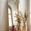 BEVERDY Arched Full Length Mirror - 18" x 58" Floor & Wall Mounted Mirror for Bedroom & Living Room, Gold