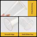 Goodluck 12 oz 50 PCS Gold Glitter Plastic Cups, Disposable Glitter Cups, Elegant Plastic Cocktail Glasses, Fancy Party Cups for Wedding, Birthday, Holiday