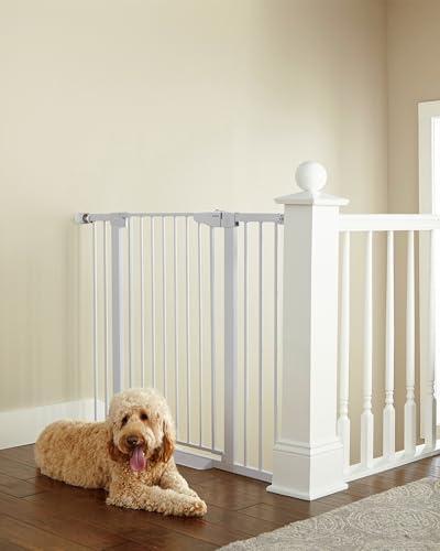 Cumbor 36" Extra Tall Baby Gate for Dogs and Kids with Wide 2-Way Door, 29.7"- 46" Width, and Auto Close Personal Safety for Babies and Pets, Fits Doorways, Stairs, and Entryways, White