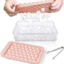 WIBIMEN Ice Cube Tray with Lid and Bin - Round Ice Trays for Freezer with Lid - Ice Cube Trays for Freezer with Ice Container (0.8"-2PACK Pink)