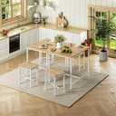 HOOBRO 3-Piece Industrial Dining Table Set, Kitchen Table, Space Saving Dinette for Kitchen, Dining Room, Small Space, Breakfast Nook, Living Room, Party, Natural and White WN75CZ01G1, 31.5'' L 23.6'' W 29.5'' H