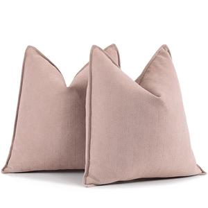 ZWJD Dusty Pink Pillow Covers 18x18 Set of 2 Chenille Throw Pillow Covers with Elegant Design Soft and Luxurious Decorative Throw Pillows for Couch, Bed, and Home Decor