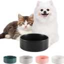 Ceramic Dog Bowl for Food and Water - Pet Feeder Bowl for Small Dogs and Cats - Heavy Ceramic Feeding Dish with Non Slip Base - Dishwasher & Microwave Safe - 5 Inch - 1.4 Cups - Black