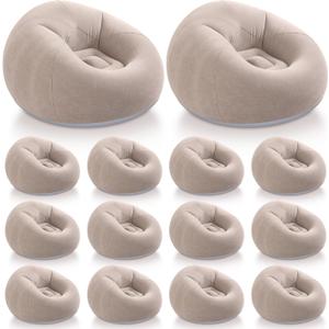 Realspring Inflatable Bean Bag Chairs Outdoor Blow up Camping Chairs Inflatable Lazy Sofa Folding Portable Bean Bag Loungers Couch for Movie Night (Coffee, 12 Pcs)