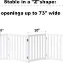 LZRS 4-Panel Wooden Free Standing Foldable Dog Gate Indoor 24" High, Extra Wide Step-Over Safety Pet Gate for Doorways, Stairs, Hallways, Large Spaces & Playpen for Puppies Indoor Use, White