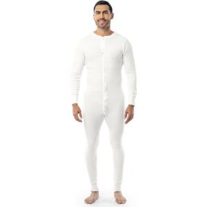 Indera Men's Cotton Rib Knit Union Suit (2X, White)