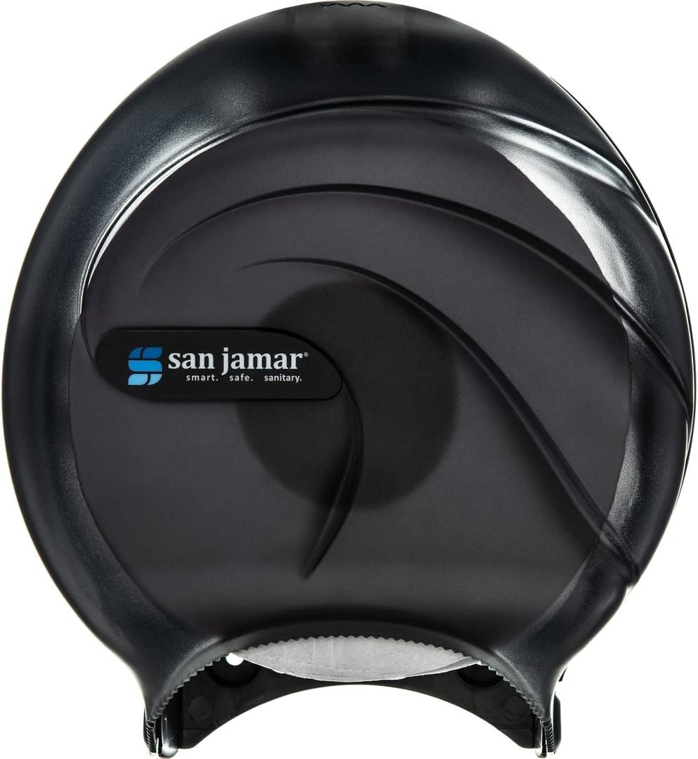 San Jamar Oceans Plastic Single Jumbo Bath Tissue Dispenser, 3.25" Core, Black Pearl, 1 Count (Pack of 1)