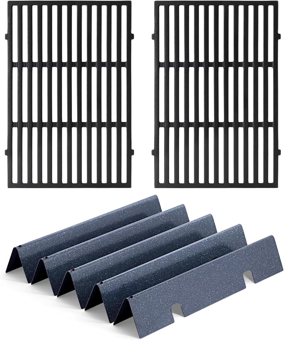 Hipoilk Grill Parts for Weber Spirit & Spirit II 300 Series, Spirit E310 E320 E330 S310 S320 S330 Spirit II E310 with Front Control, 7638 Grill Grates 7636 Flavorizer Bars and 69787 Grill Burner