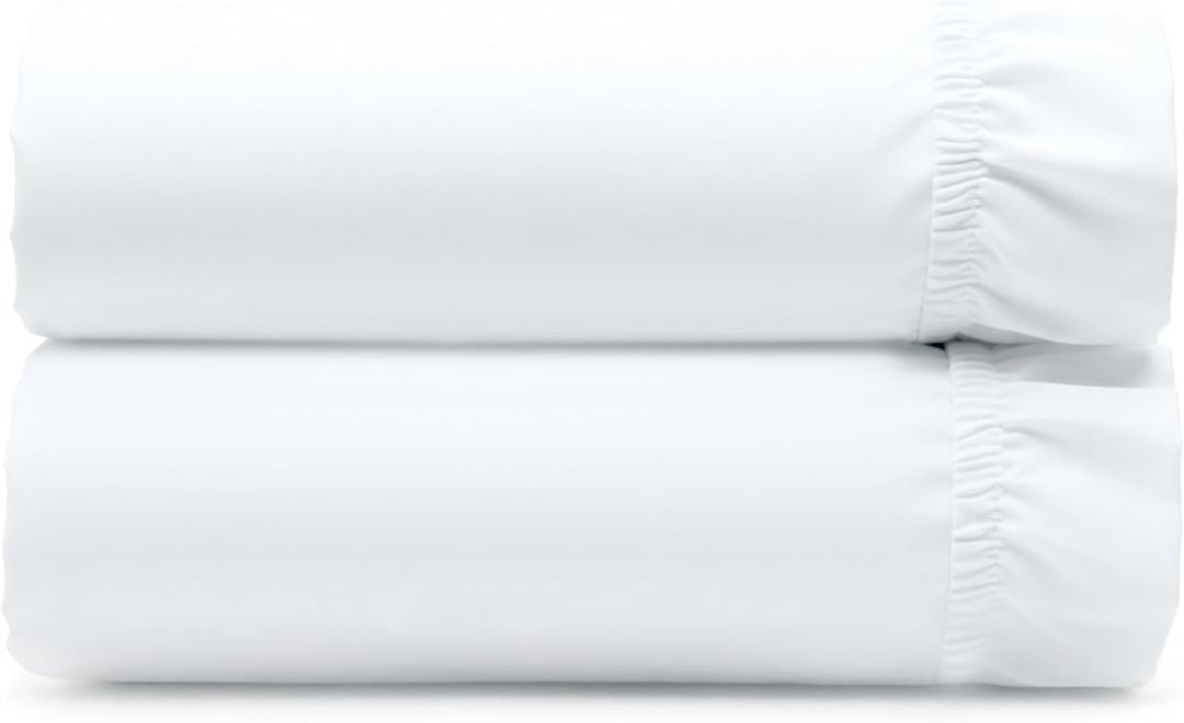 California Design Den 2-Pack 100% Organic Cotton Twin Fitted Sheets only, Soft & Crisp Percale, Lightweight, Snug-Fit, 2X Twin Deep Pocket Fitted Sheet - White (01 - Bright White)