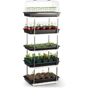 5-Tier Plant Stand, Seed Starter Tray Nursery Pots Storage Organization as Greenhouse Seedling Kit for for Indoor Outdoor Growing (White)