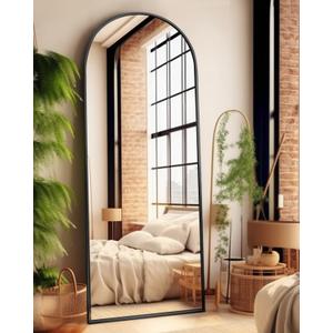 58"x18" Arched Full Length Mirror - Black Freestanding Floor Mirror for Bedroom, Living Room, Dressing Room - Elegant Arch Design, Wall Mount or Standing, Lightweight & Shatterproof