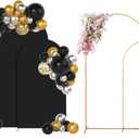 SuuWoee Arch Backdrop Stand Set of 2 With Black Cover (7.2FT+6FT) Gold Metal Wedding Arch Stand Balloon Arched for Birthday Party Baby Shower Graduation Ceremony Decoration